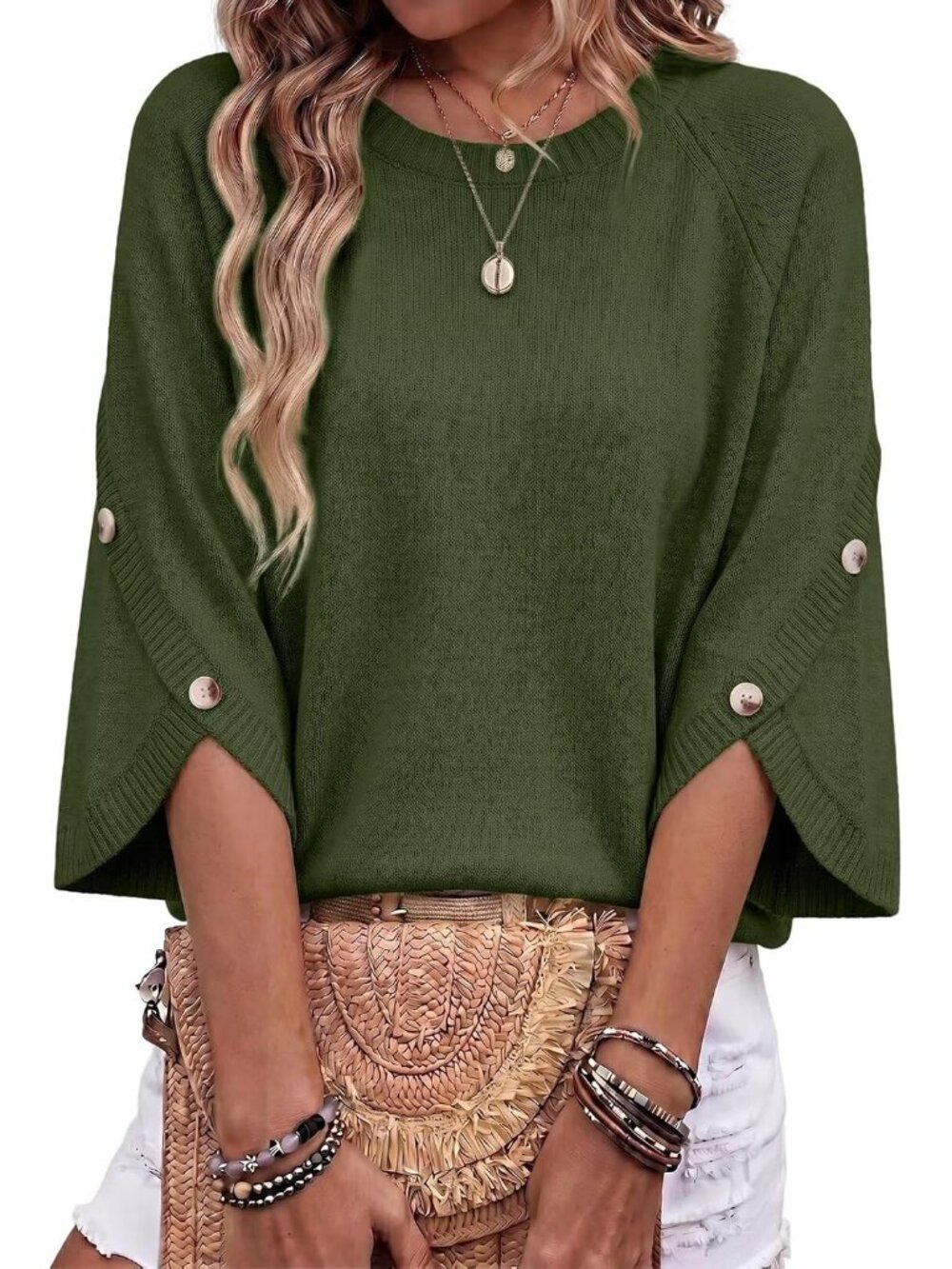 Elegant Women's Oversized Knit Sweater with Button Detailing